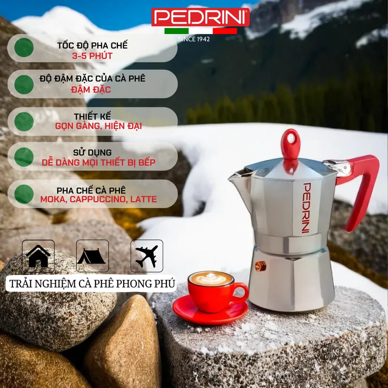 Combo 2x PEDRINI Phễu Thay Thế Kaffettiera Ấm Pha Cà Phê 1 Tách 10