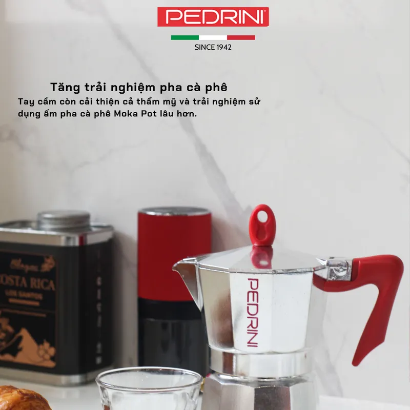 Combo 2 x PEDRINI Replacement Handle Kaffettiera Coffee Maker 2 Cups - Red 9