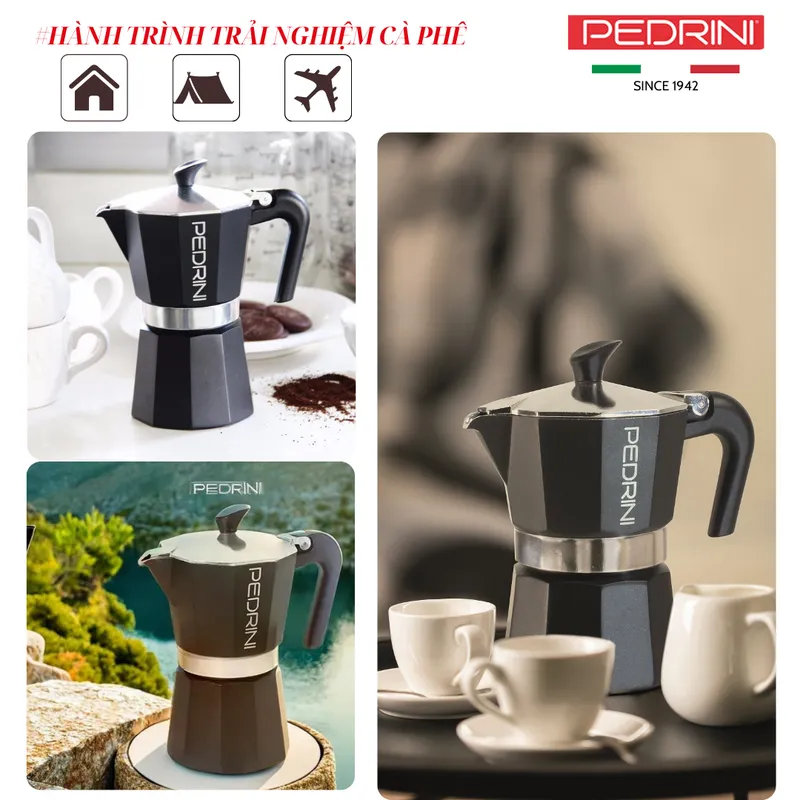 PEDRINI Aroma Ấm Pha Cà Phê 2 Tách - Đen 15