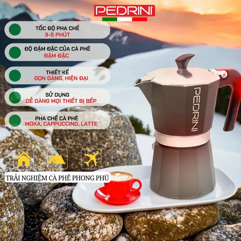 PEDRINI Aroma Coffee Maker 3 Cups - Black 11