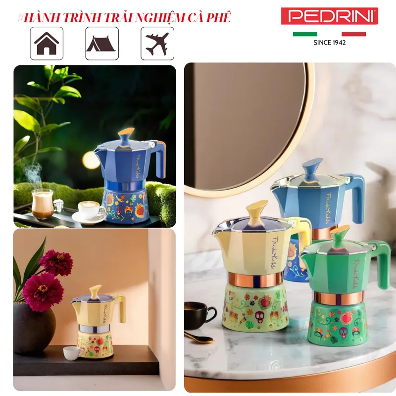 PEDRINI Frida Kahlo Coffee Maker 3 Cups - Blue 11