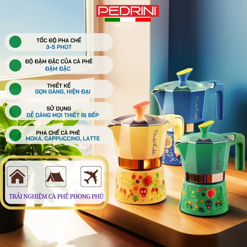 PEDRINI Frida Kahlo Coffee Maker 3 Cups - Blue 12