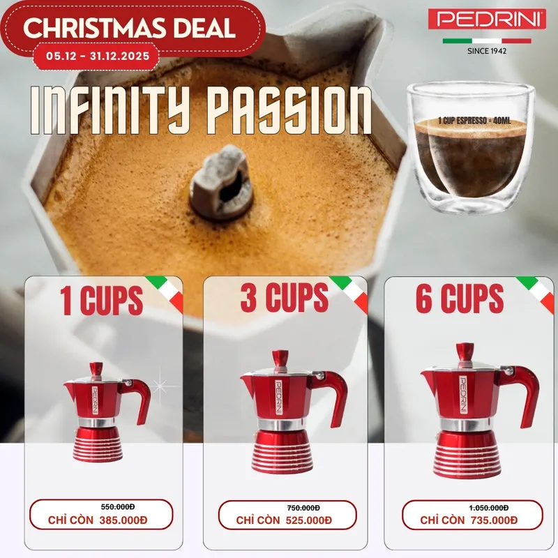 PEDRINI Infinity Passion Coffee Maker 2 Cups - Red 10