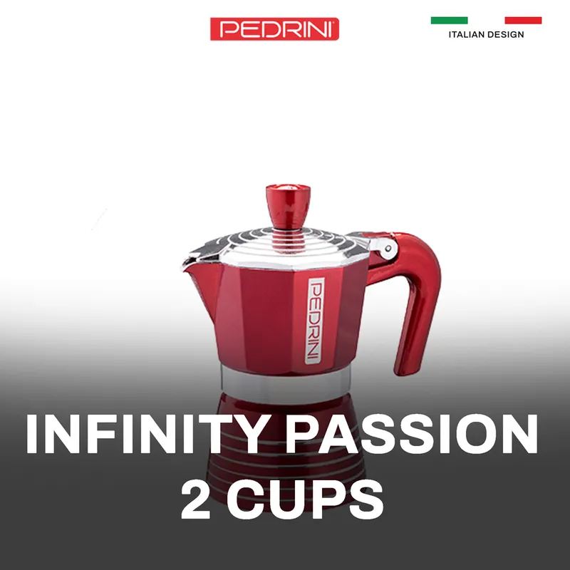 PEDRINI Infinity Passion Coffee Maker 2 Cups - Red 9