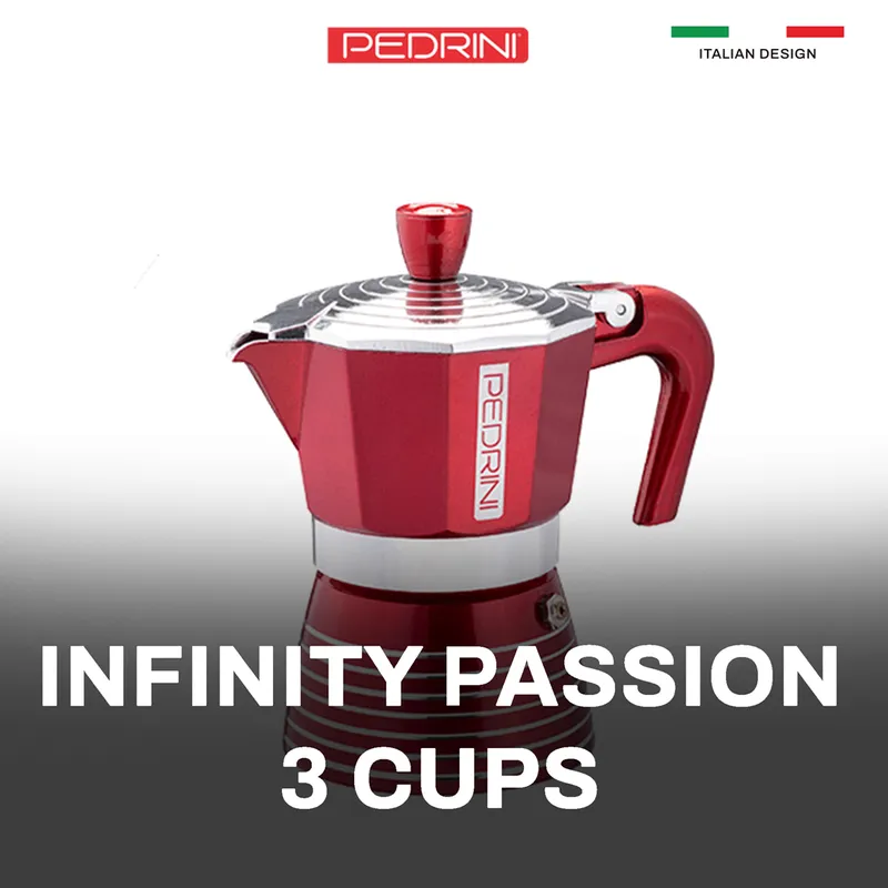 PEDRINI Infinity Passion Coffee Maker 3 Cups - Red 11