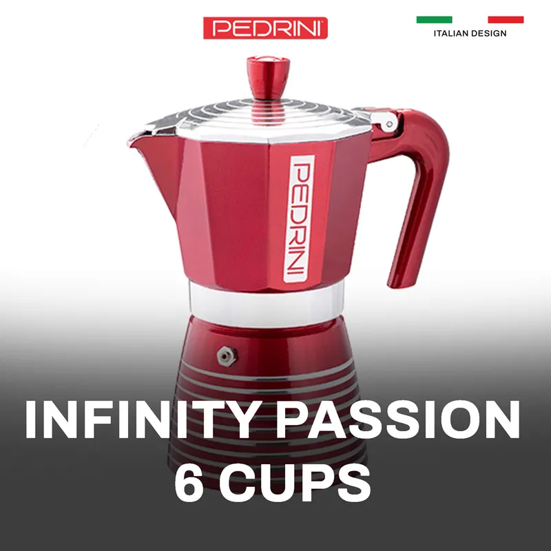 PEDRINI Infinity Passion Coffee Maker 6 Cups - Red 9