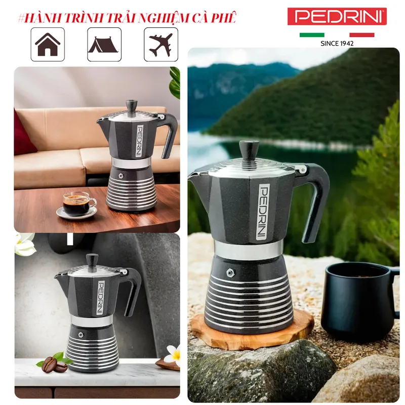 PEDRINI Infinity Rock Ấm Pha Cà Phê 2 Tách - Đen 10