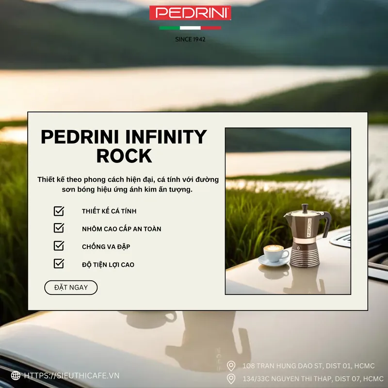 PEDRINI Infinity Rock Ấm Pha Cà Phê 2 Tách - Đen 7