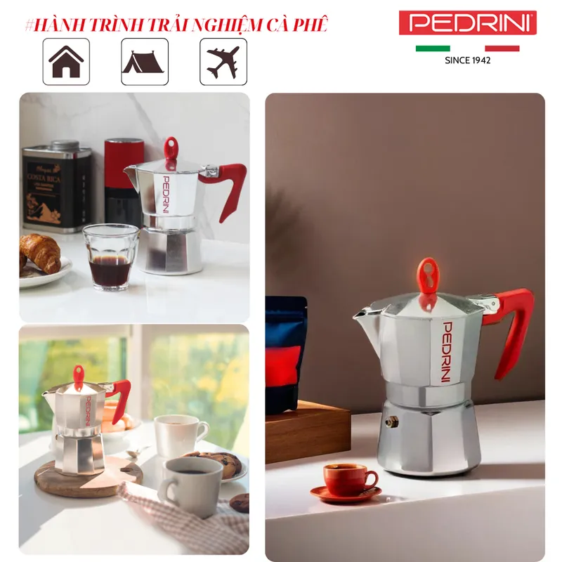 PEDRINI Kaffettiera Ấm Pha Cà Phê 1 Tách - Đen 14