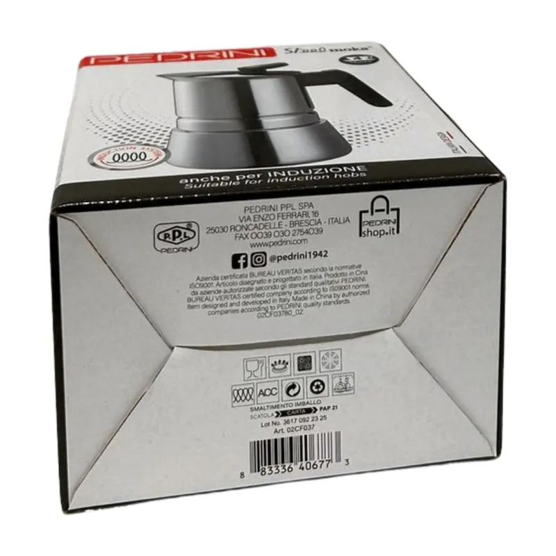 PEDRINI Kaffettiera Ấm Pha Cà Phê 2 Tách - Đen 12