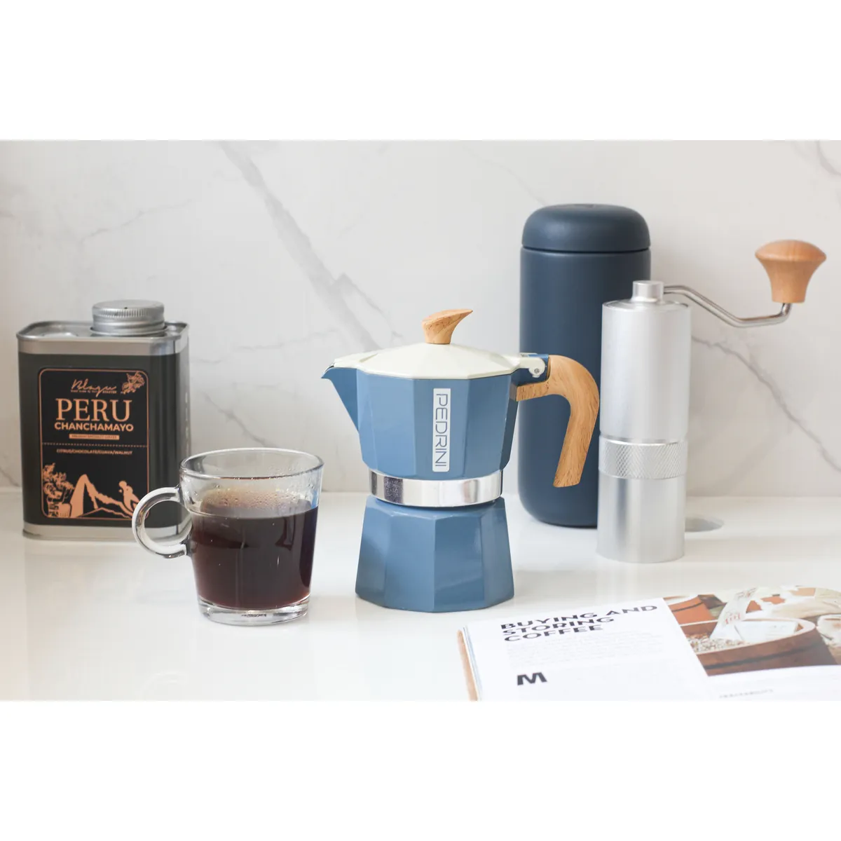 PEDRINI Kaffettiera Ấm Pha Cà Phê 3 Tách - Đỏ