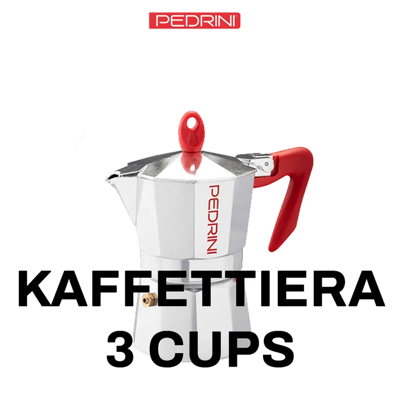 PEDRINI Kaffettiera Coffee Maker 3 Cups - Red 12