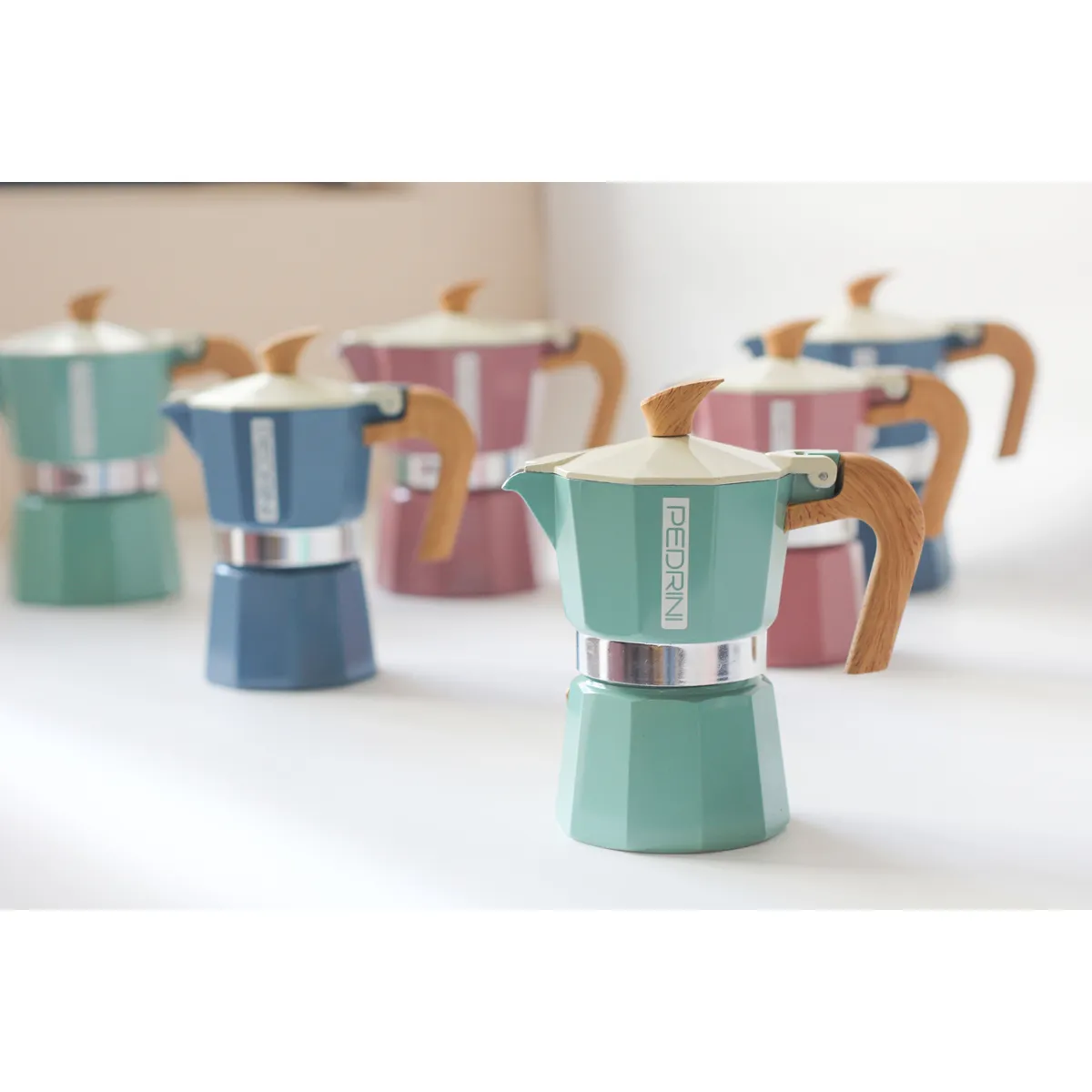 PEDRINI Kaffettiera Ấm Pha Cà Phê 6 Tách - Đỏ