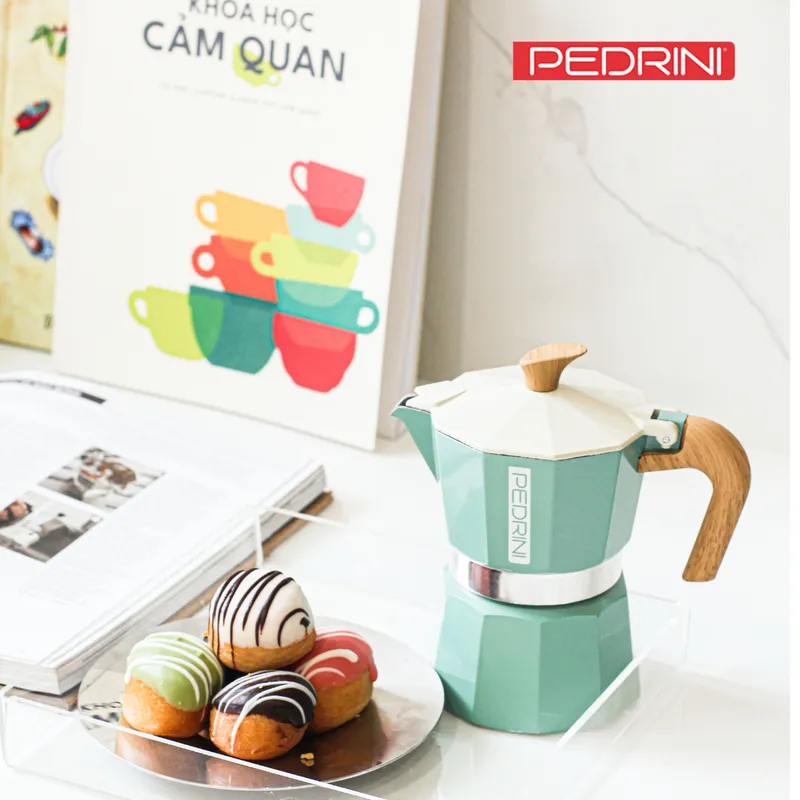 PEDRINI MyMoka Color Ấm Pha Cà Phê 2 Tách - Xanh Lá Vintage 15