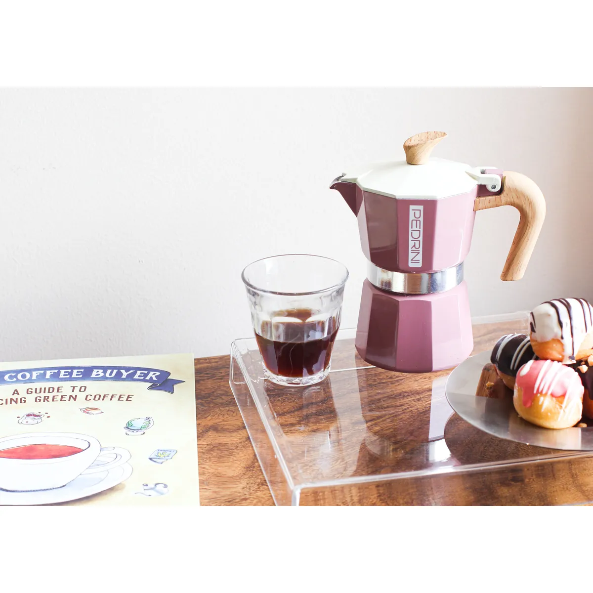 PEDRINI MyMoka Color Ấm Pha Cà Phê 2 Tách - Hồng Vintage