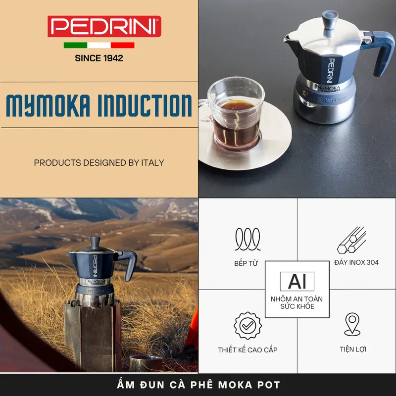 PEDRINI MyMoka induction Ấm Pha Cà Phê 6 Tách 10