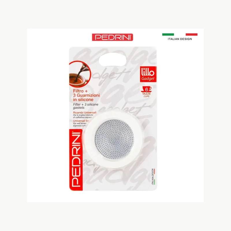 PEDRINI Bộ 3 Gioăng & 1 Lọc Thay Thế Kaffettiera Ấm Pha Cà Phê 6 Tách 11