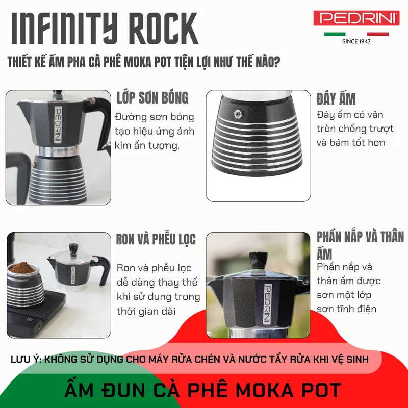 PEDRINI Tay Cầm Thay Thế Kaffettiera Ấm Pha Cà Phê 2 Tách - Đỏ 14