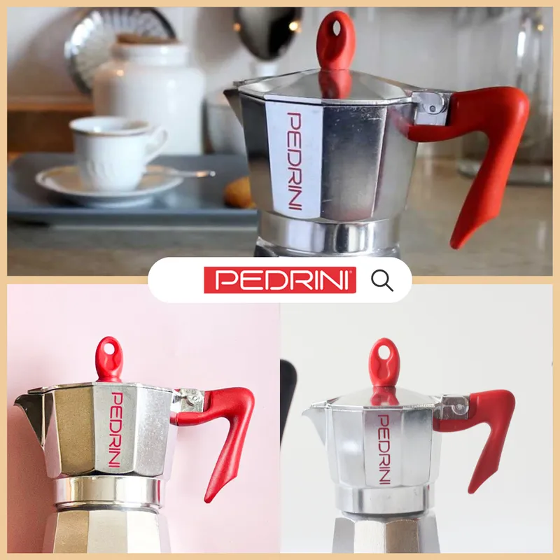 PEDRINI Tay Cầm Thay Thế Kaffettiera Ấm Pha Cà Phê 2 Tách - Đỏ 15