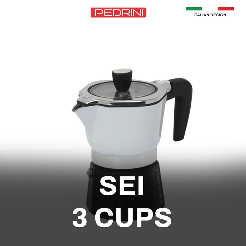 PEDRINI Sei Moka plus Coffee Maker 3 Cups - Painted aluminium 15